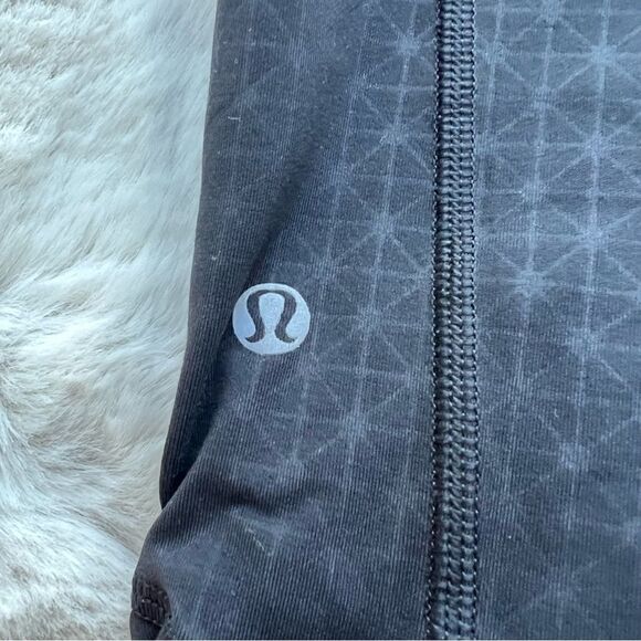 Lululemon Runday 7/8 Tri Geo Embossed Leggings Black Zippers Workout 2 - Picture 9 of 16